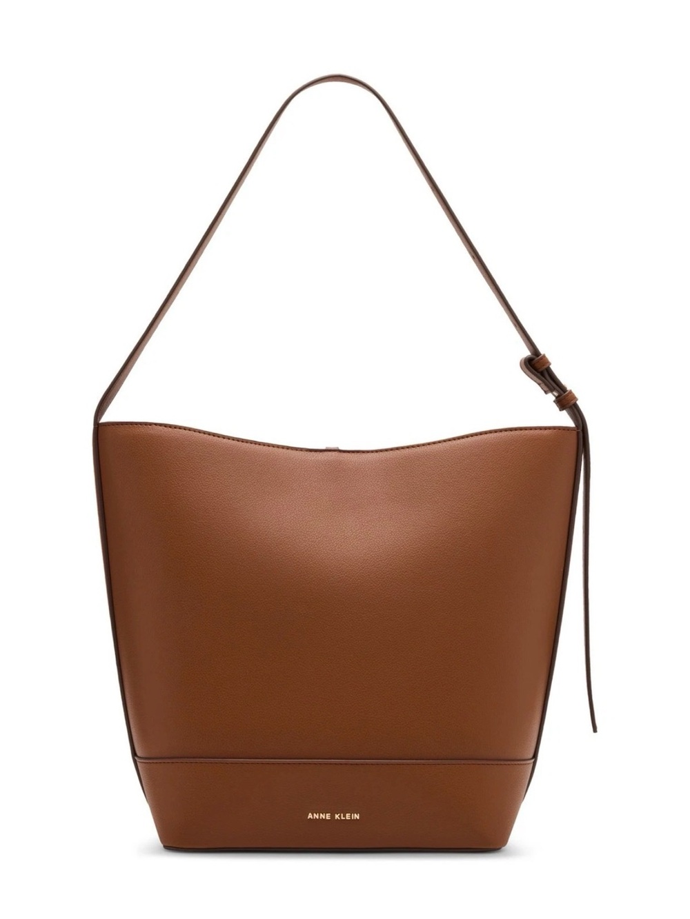 Anne Klein Tan Brown Pebble Leather Bucket Tote